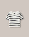 Crop Top De Punto Rayas,BLANCO